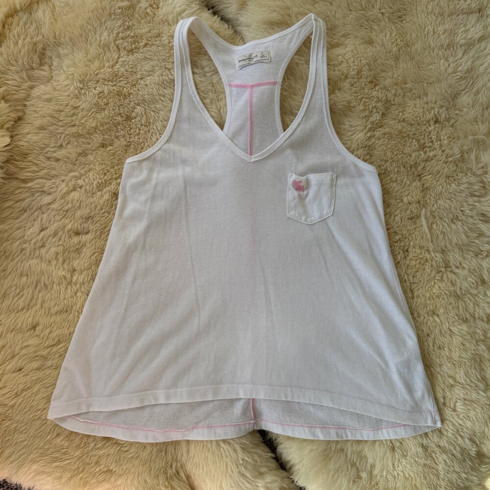 Vintage Abercrombie & Fitch White Racerback Pocket Tank Small